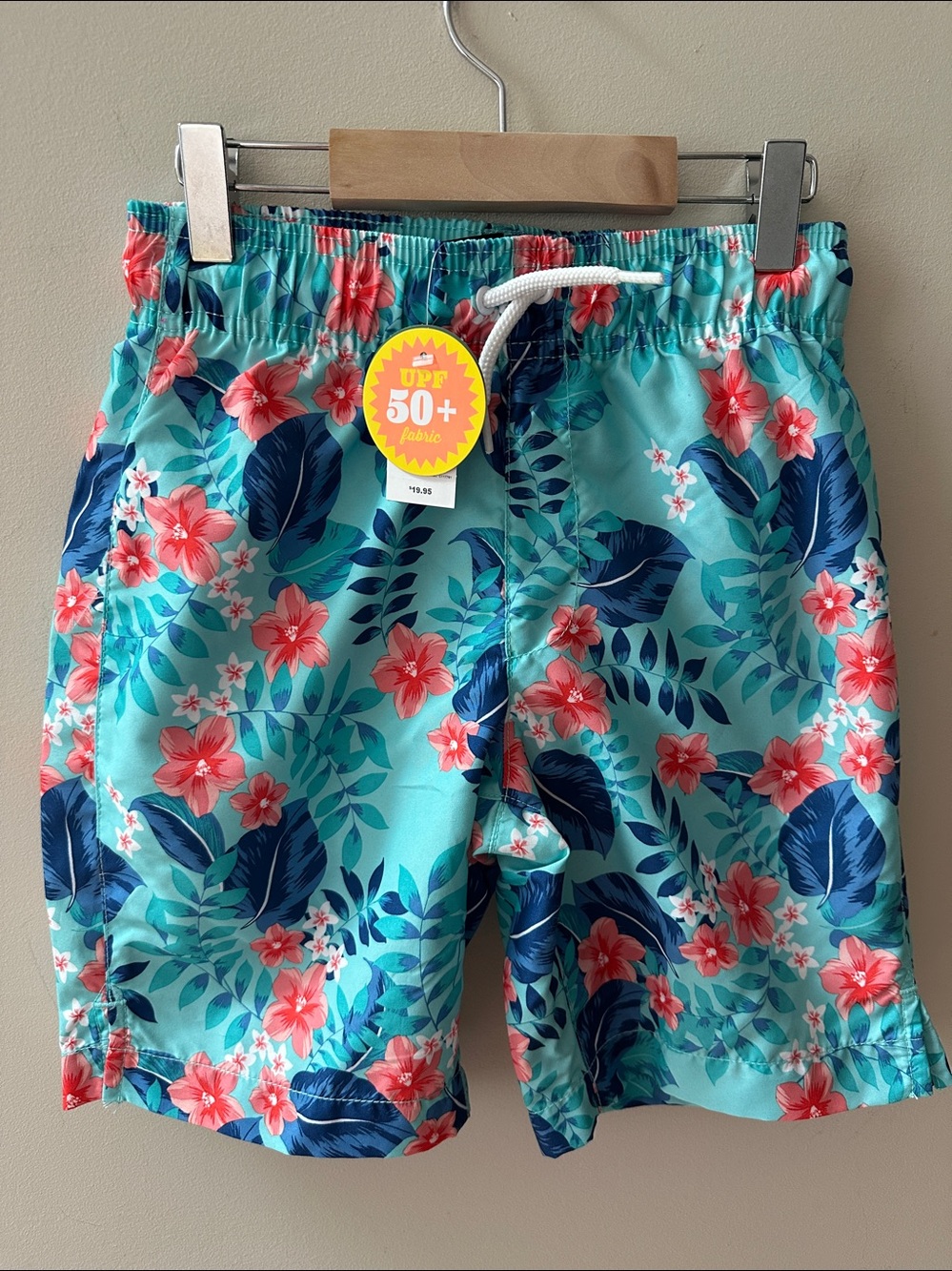NWT The Children's Place Sport Boys Floral Swim Shorts with Coral Flowers